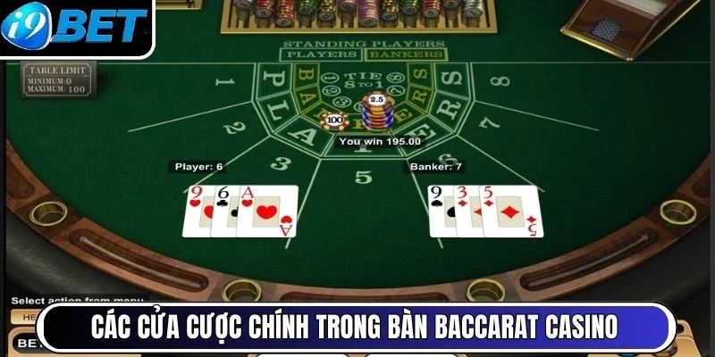 Các cửa cược chính trong bàn Baccarat casino
